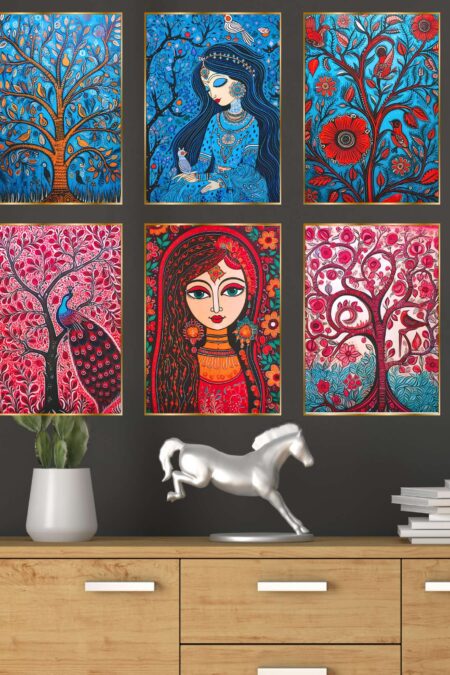 Set of Six Wall Paintings for Wall Dacoration Golden Framed Wall Paintings for Living Room & Bedroom Wall Art for Home Decoration & Office Wall Décor (13x10 inch CH-GD6-1)